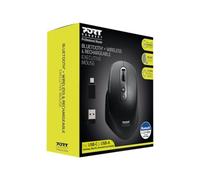 Port Connect Souris sans Fil 2.4 ghz - Bluetooth USB-a & USB-c Executive Rechargeable - ambidextre - 5 Boutons Silencieux dpi Ajustable Noir