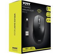 Port Connect Souris sans Fil 2.4 ghz USB-a & USB-c Silent Silencieux Noire
