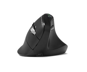 Port Connect Souris sans fil Ergo Auditor IA Rechargeable - Bluetooth + 2,4 GHz avec Dongle USB-C / A - Clic silencieux et molette FreeWheel - Noir