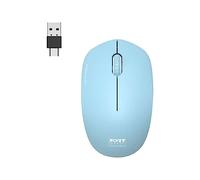 Port Connect Souris sans fil ultra compact ambidextre + Dongle USB-C & USB-A - Azur