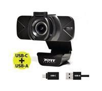 PORT CONNECT WEBCAM FULL HD 1080P compatible Window & Mac connectique USB-A & USB-C Microphone Noir