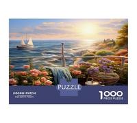 Port Couchant pour Voyage : 1000 Pièces De Puzzle Carton Épais Jeu De Puzzle Jardin Côtier Voil Puzzle De Détente Et Énigme De Noël, Excellent pour Les Déplacements Et Cadeaux 70x50cm/1