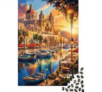 Port Coucher Architecture Puzzle, 1000 Pièces pour Adultes Haute Qualité | 52x38cm Amateur D'art, Exercice Mental, Décoration Intérieure, Carton, Cadeau Anniversaire