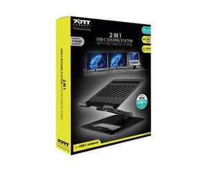 PORT DESIGNS 2in1 Docking Station with Integrated Notebook Stand Stand for Notebooks from 10 to 15.6p with USB type C Office