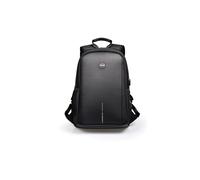 Port Designs 400508 Chicago EVO BP Sac à Dos 13-15.6" Noir, Simili-cuir/Polyester, Port USB, Sangle Trolley, 340x190x500mm, Compartiment Tablette 10", Résistant à l'eau