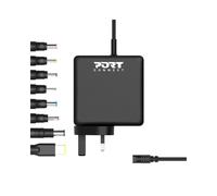 Port Designs 900093B-UK Chargeur Secteur Universel 65W pour Ordinateur Portable, Sortie 19.5V/3.33A, Entrée 100-240V, Connecteur UK, Noir