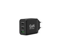 Port Designs 900106-EU Chargeur Secteur 65W GaN USB-C & USB-A (2x USB-C 65W PD, 1x USB-A 30W QC 3.0) Câble USB-C 2m Noir