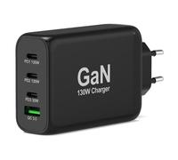 PORT Connect - Adaptateur secteur - GaN - 130 Watt - 5 A - PD, QC 3.0 - 4 connecteurs de sortie (USB type A, 3 x USB-C) - sur le câble : USB-C -