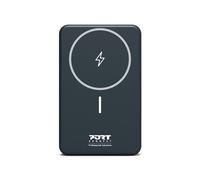 Port Designs 907005 Batterie Externe LiPo 10000 mAh, Recharge Sans Fil 15W, Power Delivery, USB-A et USB-C, Noir, Compatible MagSafe