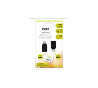 Port Designs Adaptateur USB-C Mâle vers USB-A Femelle Noir 5Gbit/s - Lot de 2 - 31x14x7mm - Réf. 900142