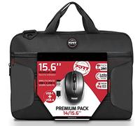 Port Designs Premium Pack Sacoche pc pour Ordinateur Portable avec Souris sans Fil 2en1 USB-a & USB-c 17.3 Pouces Noire