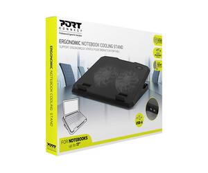 PORT DESIGNS Professional Ergonomic Cooling Notebook Stand for notebooks up to 17p Dual silent cooling fans USB-A