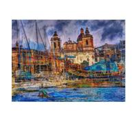 Port Église Bateaux 1000 Pièces Mini Puzzle pour Adolescents Défi | 70x50cm Papier Salon Décoration Surface Lisse Cadeau Ami Détente