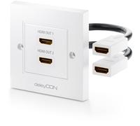 Port Mural HDMI Prise 2x Port HDMI Montage Encastrable 3D FULL HD HDTV 4K 2160p-Blanc