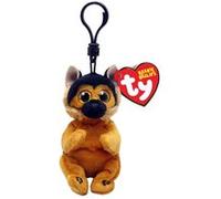 Ty Beanie Bellies Clips Bague Porte-clés en Peluche, Ace Le Berger Allemand avec Les Yeux dorés pailletés, Les Animaux en Peluche avec Le Ventre Doux 12 cm T43110