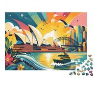 Port Opéra Bateau 1000pcs Mini Puzzle pour Adultes Difficile | 38x26cm Carton Décor Salon Structure Durable Cadeau Anniversaire Relaxation