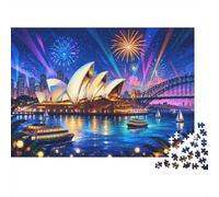 Port Opéra Feuxd'artifice 1000pcs Mini Puzzle pour Adultes Difficile | 70x50cm Carton Décor Salon Structure Durable Cadeau Anniversaire Relaxation