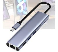 Port réseau Gigabit, station d'accueil 7 en 1, concentrateur USB 3.0, station d'accueil multifonction de type C, prise en charge HDMI 4K, corps en métal, texture riche