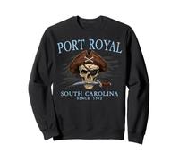 Port Royal Crâne de Pirate de Caroline du Sud Depuis 1562 Cyan Sweatshirt