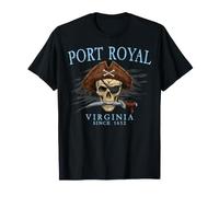 Port Royal Virginia Crâne de Pirate Depuis 1652 Cyan T-Shirt