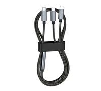 Port USB C Câble de charge rapide 100 W 2 en 1 Cordon d'alimentation intelligente pour ordinateurs portables, tablettes, téléphones, consoles, consoles, câble de charge simultané pour smartphone