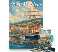 Port-Vendres avec voilier Puzzle de 1000 pièces pour Adultes Détente et Relaxation Idée Cadeau de Noël (50x75cm)