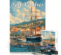 Port-Vendres avec voilier Puzzle de 1000 pièces pour Adultes Jeu de réflexion et de détente Design Original Collection (38x26cm)