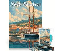 Port-Vendres avec voilier Puzzle de 1000 pièces pour Adultes Jeu de réflexion et de détente Design Original Collection (38x26cm)