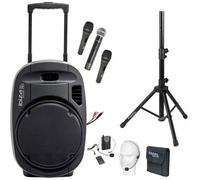 PORT12VHF-MKII 700w SYSTÈME DE SONORISATION PORTABLE AUTONOME - USB-MP3 BLUETOOTH - 4 MICROS Fil et sans fil VHF - Pa Sono Enceinte