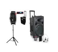 Ibiza Sound Système karaoké mobile PORT15VHF-BT 800W Noir USB Bluetooth sur batterie avec pied