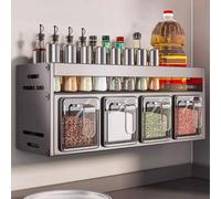 Porta Spezie Da Cucina Da Parete Vassoio Porta Spezie In Acciaio Inox Con 4 Scomparti Per Olio,salsa Di Soia,sali Ed Erbe Aromatiche Ripiano Salvaspazio Per Il Piano Di Lavoro Della Cucina