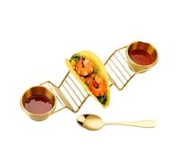 Porta Taco Support en acier inoxydable avec cuillère, 3 plateaux pour Taco | Accessoire de cuisine durable pour table à manger du restaurant de la maison, table à manger, cuisson au four, grigl