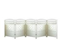 Portable 4/5/6 Panel Rattan Room Divider Freestanding Folding Privacy Screen for Office Classroom & Study Blackout Separator Wall (White 19.68 x 11.81 in 5 pcs)