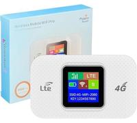 Portable 4G LTE Mobile WiFi Router,Portable WiFi Router High Speed Travel Hotspot Mini Mobile Router - 2100 mAh Battery - Connects up to 10 Devices - WPA2-PSK Security