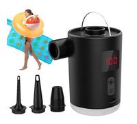 Portable Air Pump For Inflatables - 11.4 Cm Pool Float Pump | Air Pumps With Digital Power Display And LED Light | Rechargeable Compressors Fast Inflation With LED Lamp For Camping Guest Kids Sleepove
