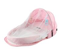 Portable Baby Lounger avec jouet et filet en maille, lit portable pliable confortable doux avec ceinture de sécurité, berceau de voyage lavable amovible pour 0-2 bébés lit