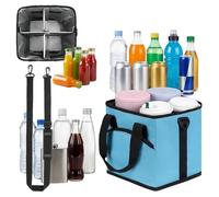 Portable Beverage Organizer, Thermal Liquid Container, 12.10 Inch Four Compartment Wrap with Clip, Industrial Grade Bottle Sack, Refreshment Carrier with Sl inish Grilling Tote for Garden and Bbq