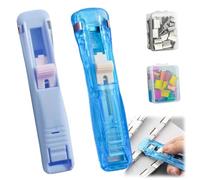 Portable Binder Clip Stapler - Includes 100 Reusable Clips,Mini Push Clamp Staplers,Quick and Effortless Handheld Clip Dispenser for Desktop Document,Home,School,Desk,Office (BB)