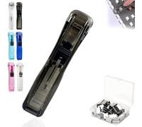 Portable Binder Clip Stapler-Includes 50 Reusable Clips, Reusable Desktop Stapler with Refill Paper Clips, Push Staplers Dispenser Papers Clamps for Home School Office Document Supplies (Black)
