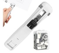 Portable Binder Clip Stapler - Includes 58 Reusable Clips | Handheld Reusable Push Clips Stapler for Home Office Classroom
