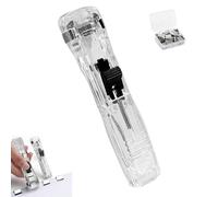 Portable Binder Clip Stapler - Includes 58 Reusable Clips, Push Clip Binder Paper Dispenser, Handheld Office Stapler Fastener for File Binding and Document Organization (White)