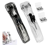 Portable Binder Clip Stapler - Includes 58 Reusable Clips, Push Clip Binder Paper Dispenser, Handheld Office Stapler Fastener for File Binding and Document Organization (2pcs)