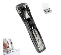 Portable Binder Clip Stapler - Includes 58 Reusable Clips, Push Clip Binder Paper Dispenser, Handheld Office Stapler Fastener for File Binding and Document Organization (Black)