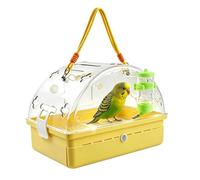 Portable Bird Carrier, Transparent Travel Cage With Feeder And Waste Tray | Clear Pet Carrier Includes Food Water Feeding Bath Tub And Drawer Tray With Parrots Cockatiels Reptiles Tortoises Bunnies