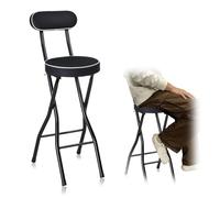 Portable Black Folding Bar Tools with High Padded Backrest Round Breakfast & Kitchen Counter Chairs Seat Height: 60cm/23.6 inchesSpaceSaving & Stylish
