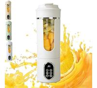 Portable Blender with 12 Stainless Steel Blades, 530ml Rechargeable Mini Blender with Travel Lid for Shakes and Smoothies, Electric Orange Juicer with Smart LED for Gym, Office,Travel (White)