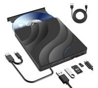 Portable Blu Ray Externe Lecteur,7 en 1 Lecteur Blu-Ray Externe USB3.0 Type -C ,Graveur CD Externe Portable avec Emplacement pour Carte SD/TF Plug and Play Lecteur DVD pour Windows/Linux/Laptop/PC