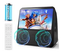 Portable Bluetooth Lecteur DVD, 4000mAh Rechargeable Lecteur DVD Region Free pour Voiture avec Haut-parleurs Intégrés Double, Compatible CD/Bluetooth/USB/RCA/Prise Casque, Lecteur CD Enfant avec