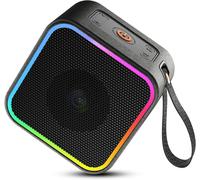 Portable Bluetooth Speaker,Powerful Bluetooth 5.3 Speaker,10H Battery Life,Built-in Bluetooth Speaker,Built-in Microphone,LED Light,PU Leather Surface,for Home,Garden,Party,Black