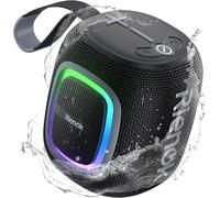 Portable Bluetooth Speaker, Powerful Luminous Speaker with Bluetooth 5.3, Battery Life 15H, 1800mAh, FM Radio, USB Flash Drive, AUX Port, TF Card, for Beach Parties, Hiking, Travel, Black